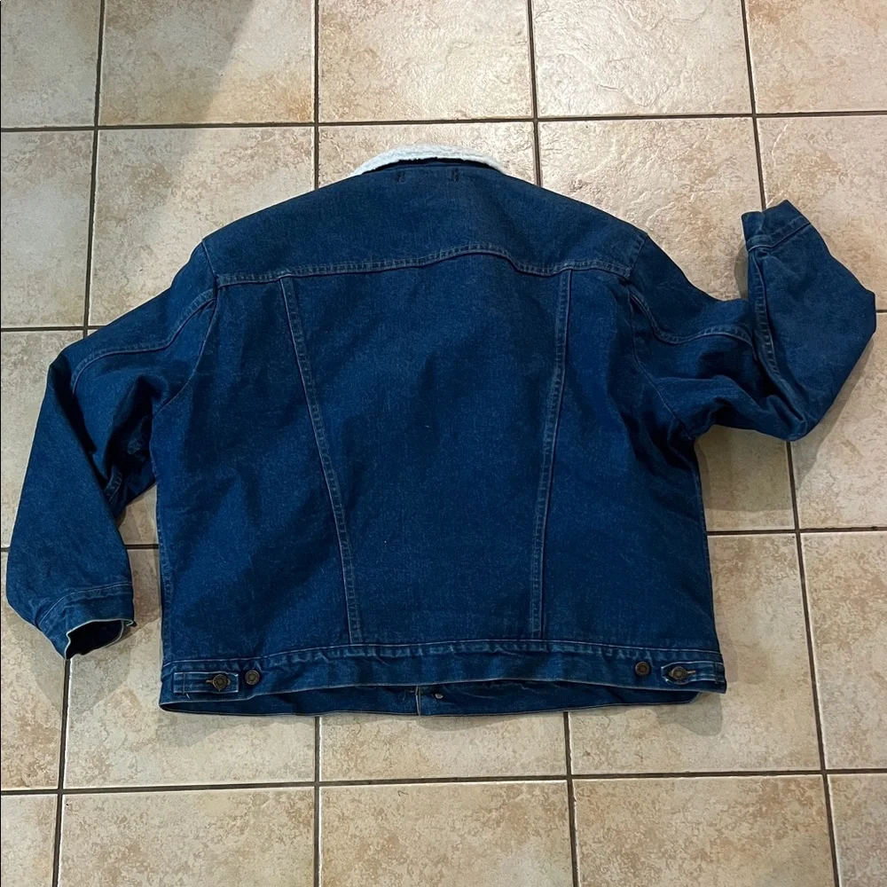 VINTAGE EUC Wrangler Western Denim‎ Jacket Shearling Lining, Sz XXL